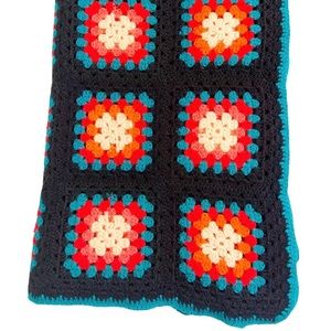 Hand Crochet Granny Square Afghan Throw Blanket 72x60